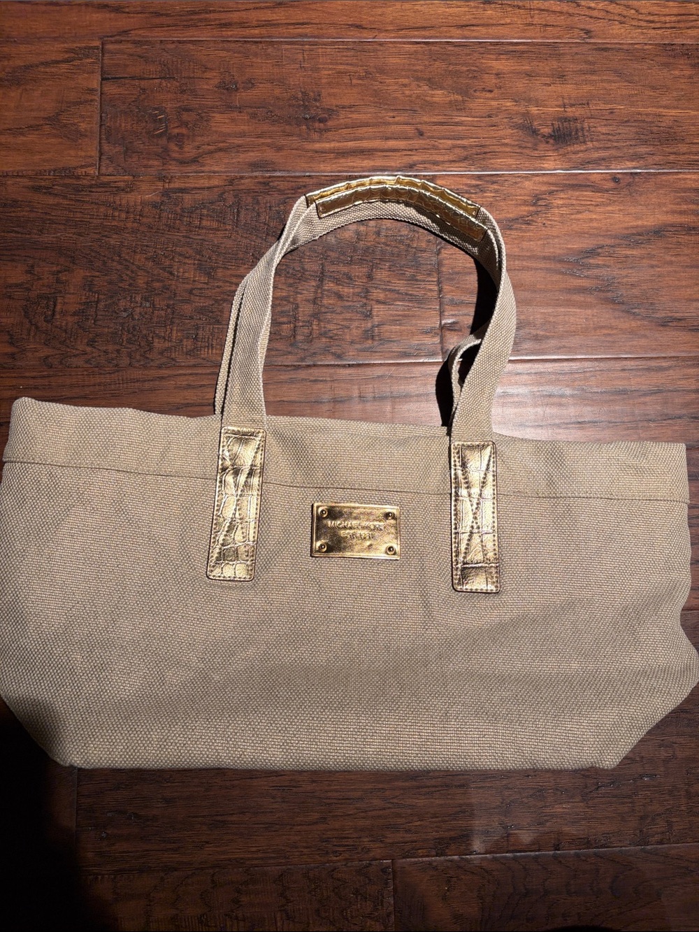 Michael Kors Canvas Tote Bag with Gold Croc Accents — NWOT